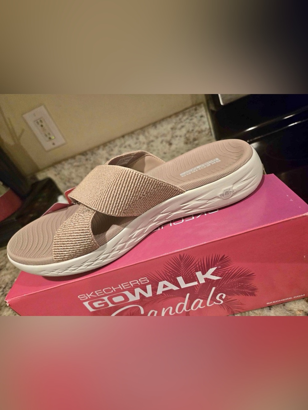 Skechers GOWalk Cross-Strap Sandal - tan